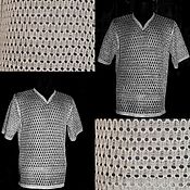 Мужская одежда handmade. Livemaster - original item T-shirts: 100% linen .Large Mesh t-shirt. Handmade.