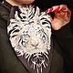 Авторский платок "Белый тигр". Платки. Elena_Sabakaeva. Ярмарка Мастеров.  Фото №6