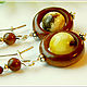 Earrings 'Ball-wheels' white amber silver wood. Earrings. Frollena II. Natural Baltic amber. My Livemaster. Фото №5