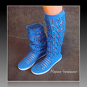 knitted shoes. Women's boots. Spring, fall. Knitted ladies shoes