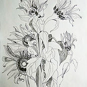 Картины и панно handmade. Livemaster - original item Graphics. Sunflowers. Handmade.
