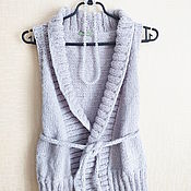 Одежда handmade. Livemaster - original item Grey knitted vest (52-54 r-r) and shiny beads. Handmade.