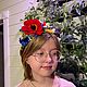 Цветочный ободок «Красные маки». Ободки и повязки на голову. Яна Ларина citychic.spb (citychicspb). Ярмарка Мастеров.  Фото №6