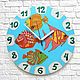Reloj de pared en la habitación de los niños peces de Colores, reloj de niño, regalo, Watch, Akhtyrsky,  Фото №1