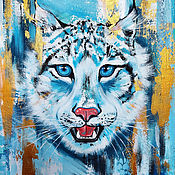 Картины и панно handmade. Livemaster - original item Pictures: White lynx interior painting, kitty. Handmade.