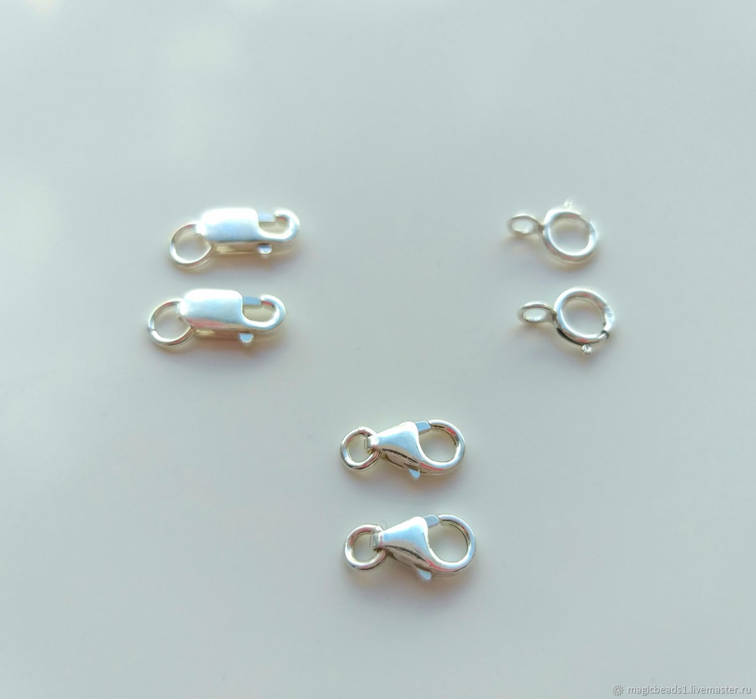 Замочек серебро 925, застежка карабин, пружинный замочек – купить на ...