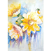 Картины и панно handmade. Livemaster - original item Painting bouquet of yellow flowers watercolor still life. Handmade.