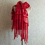 Аксессуары handmade. Livemaster - original item Rich Red Silk Scarf Stole Felted Gift for March 8th. Handmade.