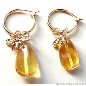 Украшения handmade. Livemaster - original item Amber Earrings rings with amber and bees. Handmade.