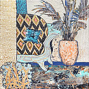 Картины и панно handmade. Livemaster - original item Mexican Courtyard painting (turquoise, orange, beige). Handmade.