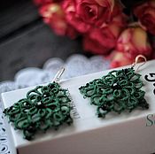 Украшения handmade. Livemaster - original item Emerald lace earrings 