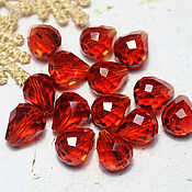 Материалы для творчества handmade. Livemaster - original item Beads Drops 12/10 mm Red-orange 1 piece Briolettes. Handmade.