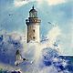 Акварель море маяк «Среди волн» / Картина море. Картины. dreaming8reality Ковалёва Екатерина. Ярмарка Мастеров.  Фото №5