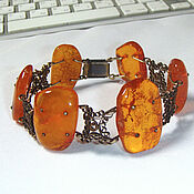 Винтаж handmade. Livemaster - original item Natural Amber Cognac Amber Bracelet Brass USSR Kaliningrad. Handmade.