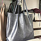 Silver Leather Bag-Silver Tote Shopper Package Medium Shiny. Tote Bag. BagsByKaterinaKlestova (kklestova). Online shopping on My Livemaster.  Фото №2