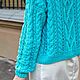 Bomber jacket: Women's knitted bomber turquoise large knit in stock. Bombers. Kardigan sviter - женский вязаный свитер кардиган оверсайз. My Livemaster. Фото №4