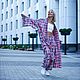 Костюм с кимоно в клетку из натурального фуле Pink( двойка), Костюмы, Москва,  Фото №1