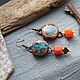 Серьги Медные С Керамикой. Серьги классические. NadyaBriJewelry. Ярмарка Мастеров.  Фото №7