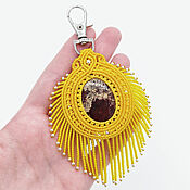 Сумки и аксессуары handmade. Livemaster - original item Yellow Keychain Jasper Natural Stone for keys on a bag backpack boho. Handmade.