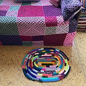 Для дома и интерьера handmade. Livemaster - original item Knitted Multicolored Oval Carpet. Handmade.