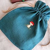 Льняная повязка на голову с вышивкой