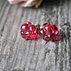 Order Small crimson pusset earrings (carnations). ToutBerry. Livemaster. . Stud earrings Фото №3