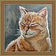 Картина маслом с котиком "Рыжик" 20 на 20 см. Картины. Картины от Альбины. Интернет-магазин Ярмарка Мастеров.  Фото №2