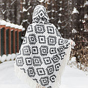 Одежда handmade. Livemaster - original item Woolen poncho with hood (unisex). Handmade.