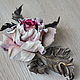 Flower leather rose brooch Aelita, Brooches, Lyubertsy,  Фото №1