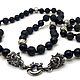  Necklace of agate shungite lava beads with bears, Necklace, Moscow,  Фото №1