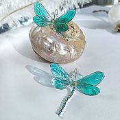 Украшения handmade. Livemaster - original item Sea-green dragonfly earrings. Handmade.