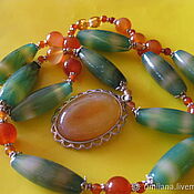 Украшения handmade. Livemaster - original item Long beads with a pendant: Chalcedony and Carnelian. Handmade.