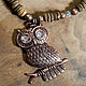 Necklace coconut pendant 'Owl', Necklace, Irkutsk,  Фото №1