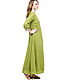 Olive linen dress in boho style. Dresses. etnoart. My Livemaster. Фото №4