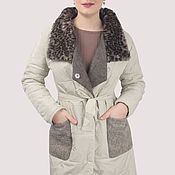 Одежда handmade. Livemaster - original item Winter coat with alpaca and fur collar. Handmade.