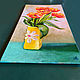 Oil painting Tulips Canvas 20 x 40 cm Flowers Still life in a frame. Pictures. matryoshka (azaart). My Livemaster. Фото №5