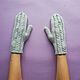 Short knitted mittens Merino cashmere ' gray-green', Mittens, Moscow,  Фото №1