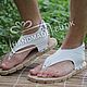 Order Sandals Mens white leather low. Katorina Rukodelnica HandMadeButik. Livemaster. . Sandals Фото №3