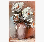 Картина маслом Букет роз, 34 х 20см