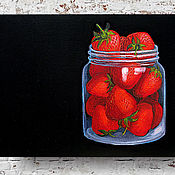 Картины и панно handmade. Livemaster - original item Strawberry oil painting fruit still life painting berries. Handmade.