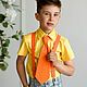 Комплект для мальчика "Стиляга" оранжевый галстук. Блузки и рубашки. 12 кг Счастья (Катерина Пешкова). Интернет-магазин Ярмарка Мастеров.  Фото №2