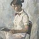 Винтаж: Винтажная картина «Девушка с книгой». Картины винтажные. Антиквариат и Винтаж. Интернет-магазин Ярмарка Мастеров.  Фото №2