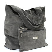 Сумки и аксессуары handmade. Livemaster - original item T-shirt Bag Suede Bag Bag Gray Suede Bag Trunk Hobo. Handmade.