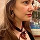 Серьги вышитые лентами Шоколадница. Серьги классические. Людмила Multiflora. Ярмарка Мастеров.  Фото №6