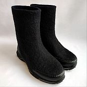 Обувь ручной работы handmade. Livemaster - original item Boots valenki with leather trim h18-20 black. Handmade.