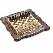 Активный отдых и развлечения handmade. Livemaster - original item Chess backgammon carved 
