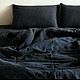Заказать Мужской комплект постельного белья из черного льна "Ночь". Нежное бельё из льна. Ярмарка Мастеров. . Комплекты постельного белья Фото №3