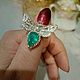 Кольцо Gucci с натуральным изумрудом и бриллиантами в серебре. Кольца. Ukrasheniya-i-kamni. Ярмарка Мастеров.  Фото №6