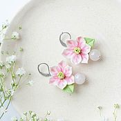 Украшения handmade. Livemaster - original item Handmade Magnolia earrings and beryl pendant. Handmade.