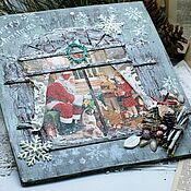 Картины и панно handmade. Livemaster - original item Panel painting wooden Christmas Santa decoupage. Handmade.